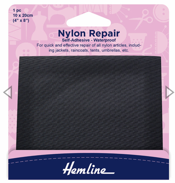 Hemline Nylon Repair Patch Self Adhesive Waterproof - Black H689.BLACK