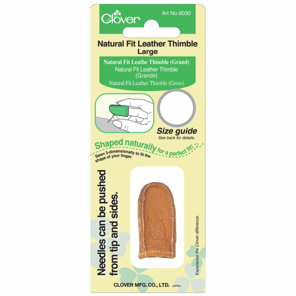 Clover Thimble Leather Natural Fit - Large - CL6030