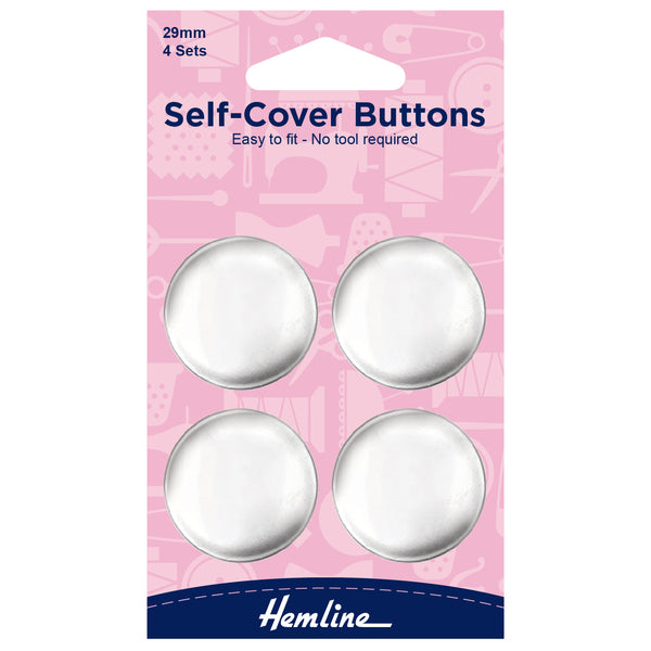 Hemline Self Cover Buttons 29mm Nickel - H473.29