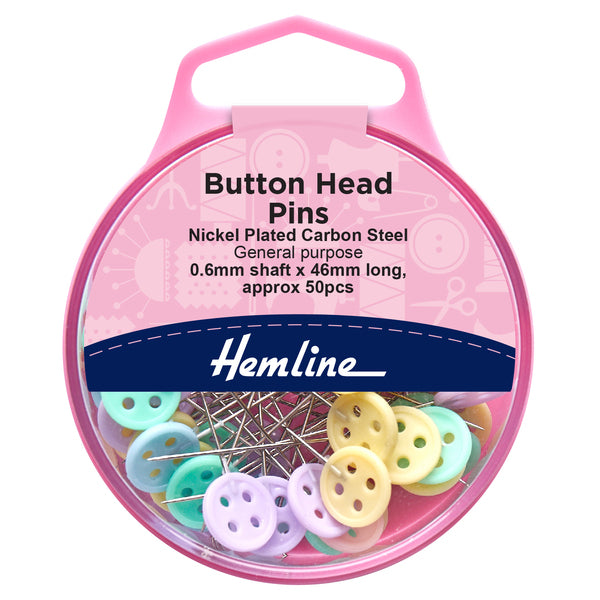 Hemline Button Head Pins Pack of 50 - H720