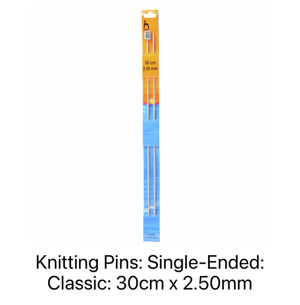 Pony Classic Single-Ended Knitting Needles 2.50mm 30cm - P32603