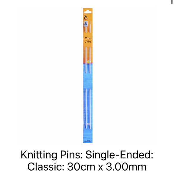 Pony Classic Single-Ended Knitting Needles 3.00mm 30cm - P32605