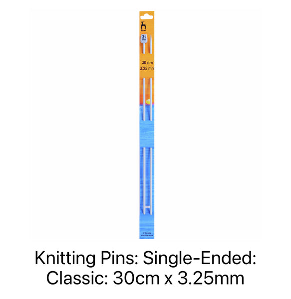 Pony Classic Single-Ended Knitting Needles 3.25mm 30cm - P32606