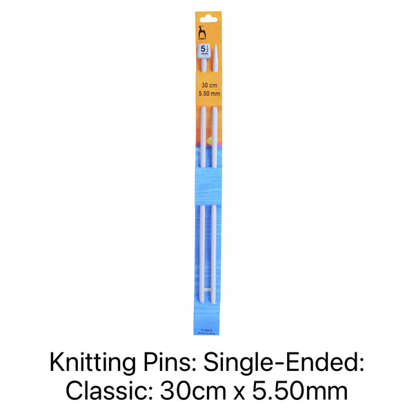 Pony Classic Single-Ended Knitting Needles 5.50mm 30cm - P32612