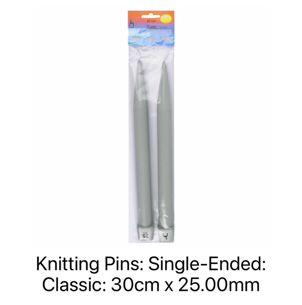 Pony Classic Single-Ended Knitting Needles 25mm 30cm 32678