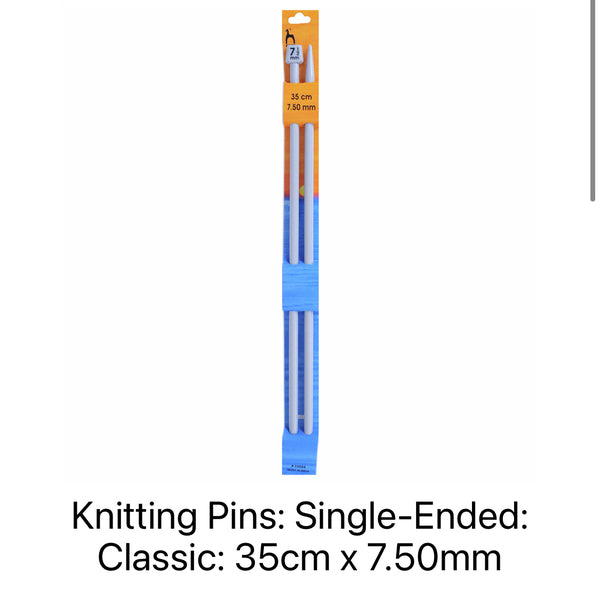Pony Classic Single-Ended Knitting Needles 7.50mm 35cm 33666