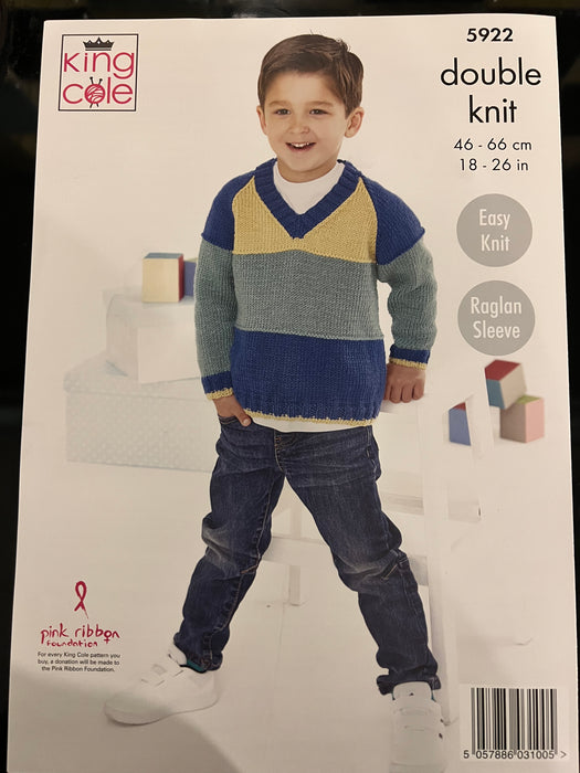 Knitting Pattern Baby Child Cardigan & V Neck Sweater King Cole Cherished DK - 5922