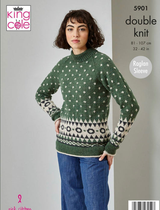 Knitting Pattern Sweater & Cardigan King Cole DK - 5901