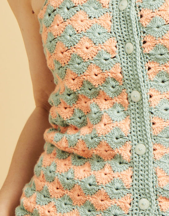 Crochet Pattern Sirdar Ladies Star Burst Button Cami In Sirdar No 1 DK - 10661