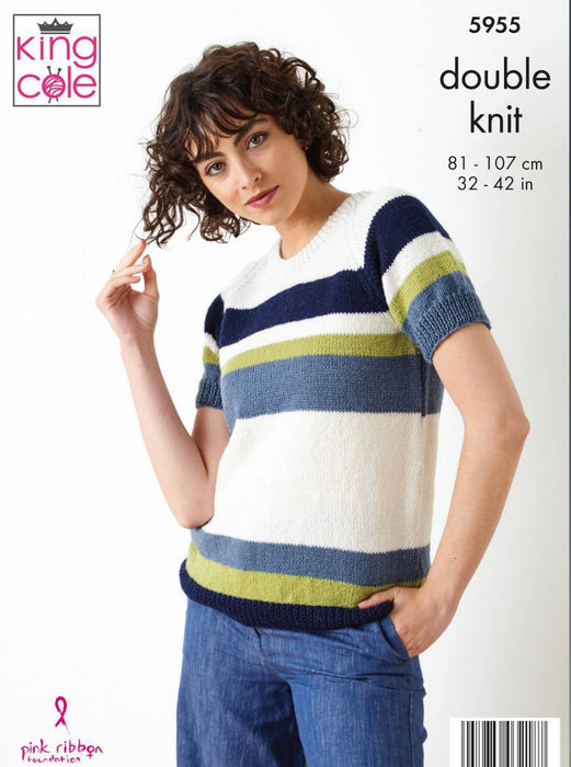 Knitting Pattern Sweater & Cardigan King Cole Merino Blend DK - 5955