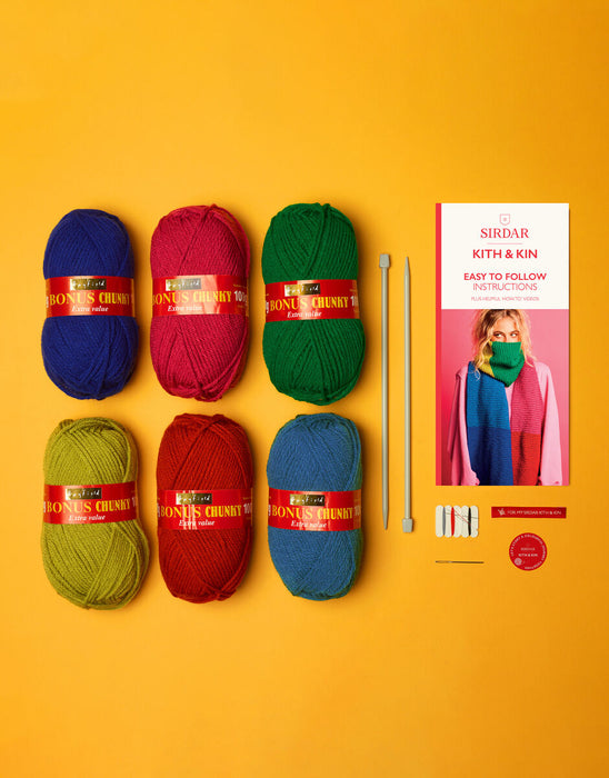 Sirdar Kith & Kin Colour Block Scarf Knitting Kit - G017-0001