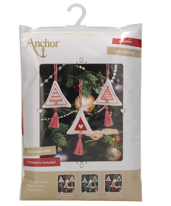 Anchor Christmas Cross Stitch Kit - Festive Tree Decoration Rose Gold - AKE0007-00002