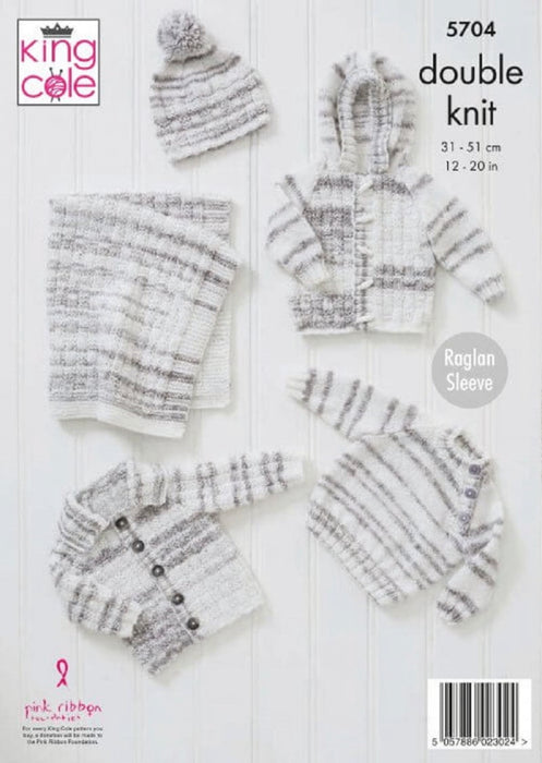 Knitting Pattern - King Cole Baby Stripe DK - 5704
